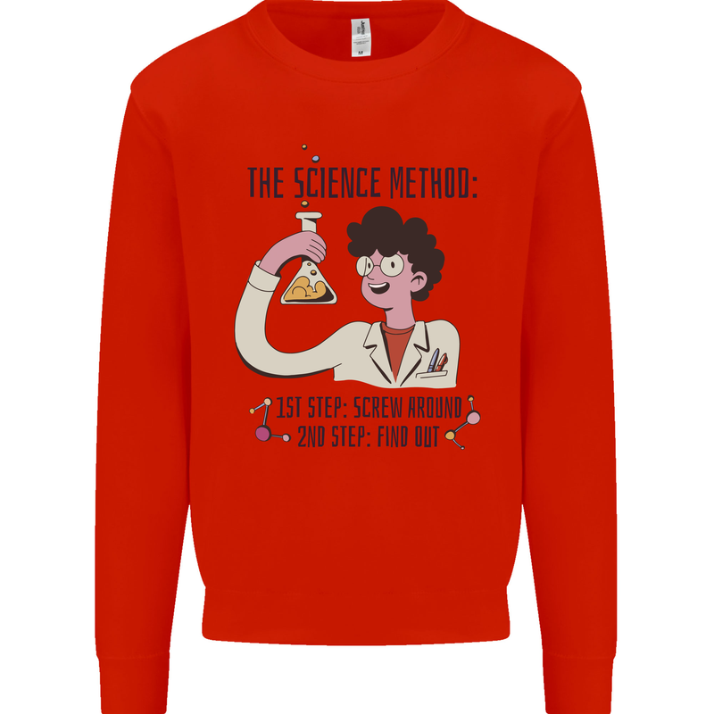 The Science Method Funny Chemistry Geek Mens Sweatshirt Jumper Bright Red