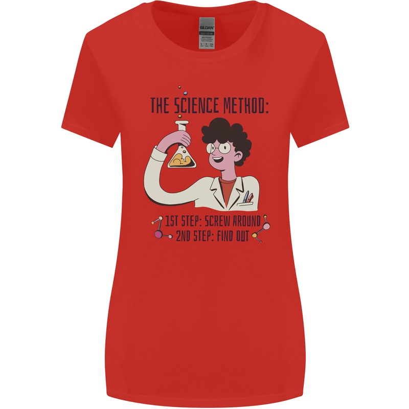 The Science Method Funny Chemistry Geek Womens Wider Cut T-Shirt Red