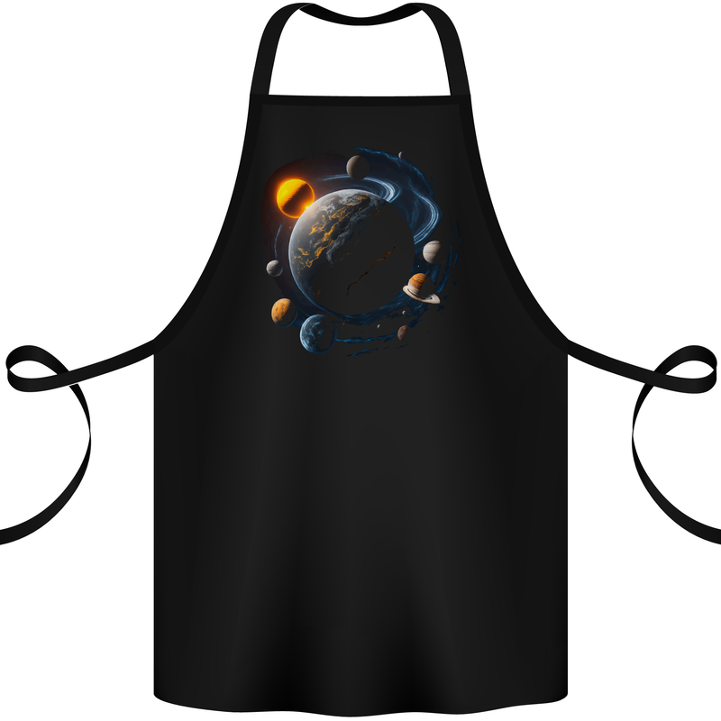 The Solar System Space Planets Astronomy Cotton Apron 100% Organic Black