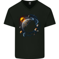 The Solar System Space Planets Astronomy Mens V-Neck Cotton T-Shirt Black
