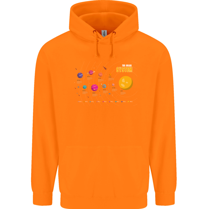 The Solar System Space Planets Universe Childrens Kids Hoodie Orange