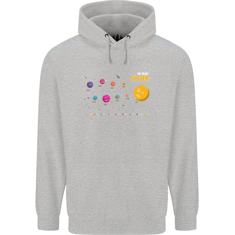 The Solar System Space Planets Universe Childrens Kids Hoodie Sports Grey