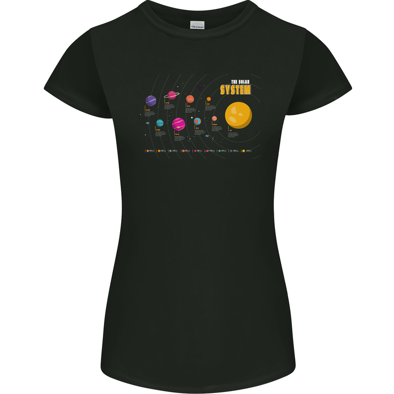 The Solar System Space Planets Universe Womens Petite Cut T-Shirt Black