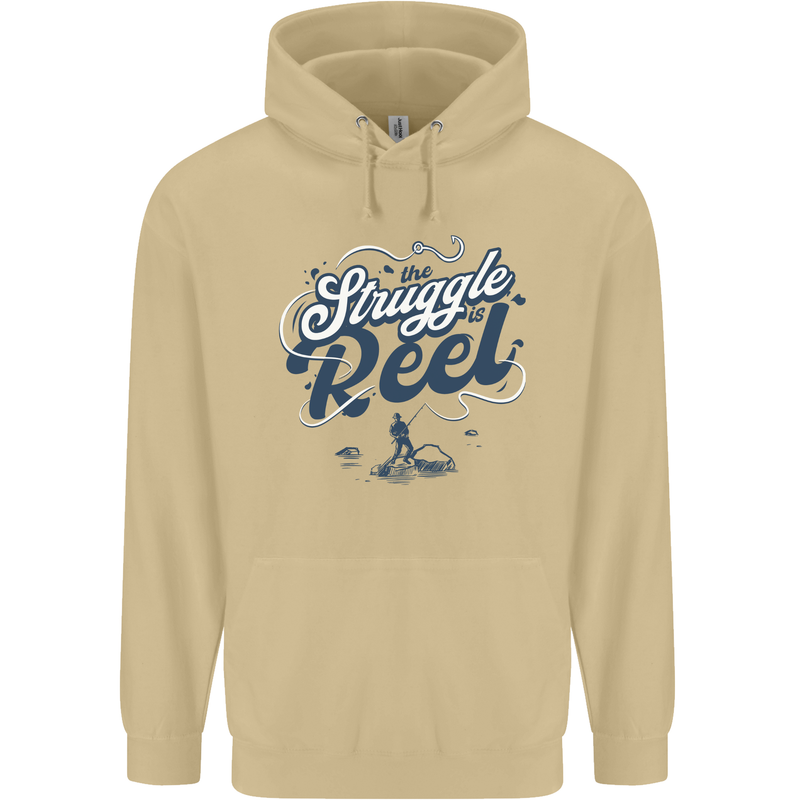 The Struggle is Real Fishing Fisherman Funny Mens 80% Cotton Hoodie Sand