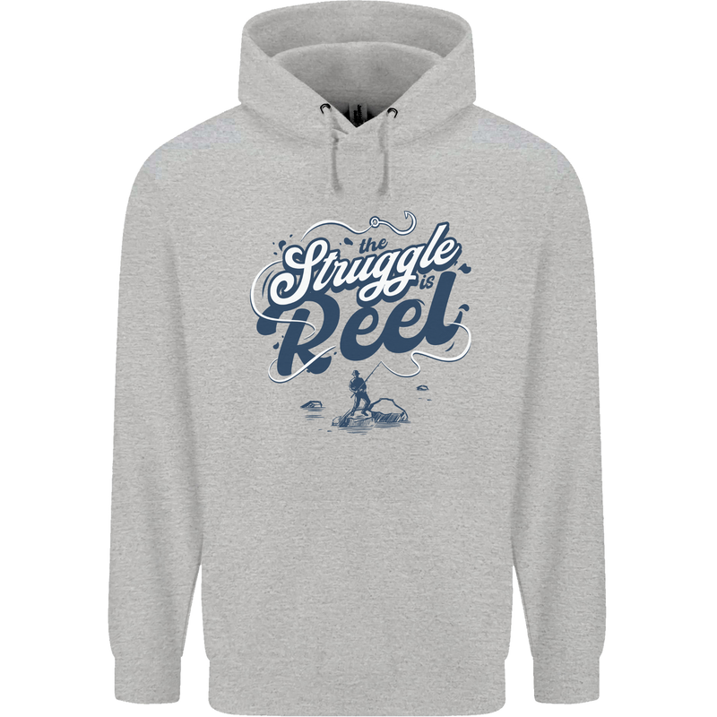 The Struggle is Real Fishing Fisherman Funny Mens 80% Cotton Hoodie Sports Grey