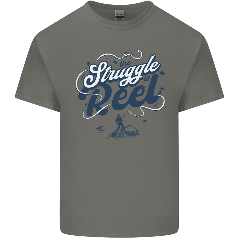 The Struggle is Real Fishing Fisherman Funny Mens Cotton T-Shirt Tee Top Charcoal