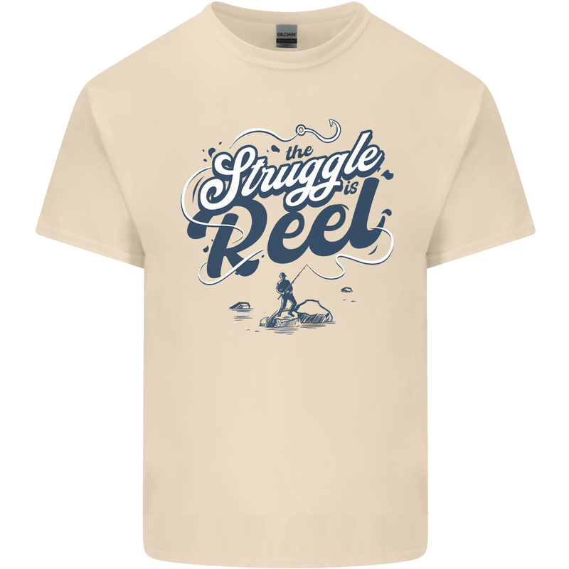 The Struggle is Real Fishing Fisherman Funny Mens Cotton T-Shirt Tee Top Natural