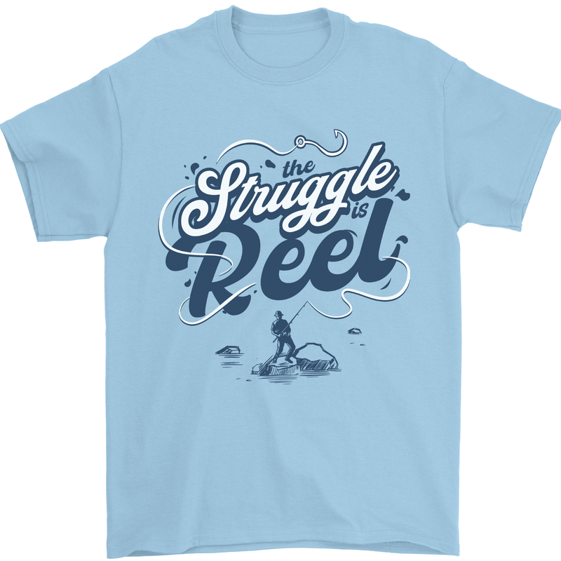 The Struggle is Real Fishing Fisherman Funny Mens T-Shirt 100% Cotton Light Blue