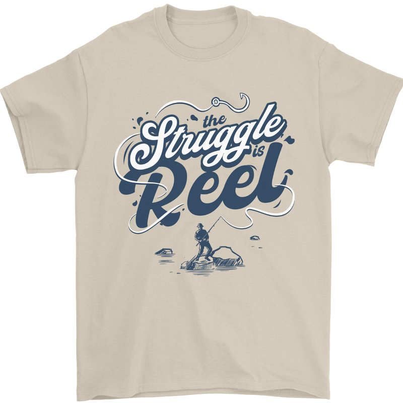 The Struggle is Real Fishing Fisherman Funny Mens T-Shirt 100% Cotton Sand