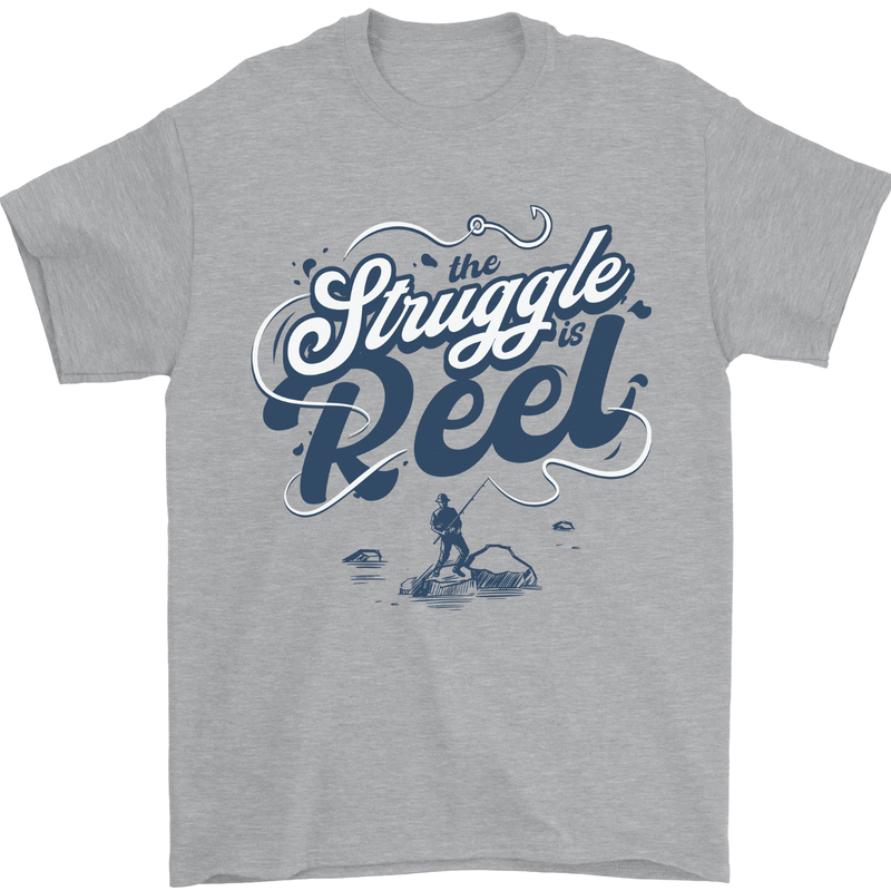 The Struggle is Real Fishing Fisherman Funny Mens T-Shirt 100% Cotton Sports Grey