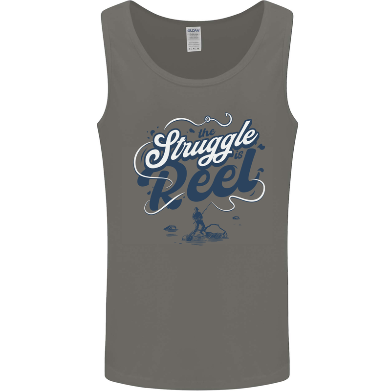 The Struggle is Real Fishing Fisherman Funny Mens Vest Tank Top Charcoal