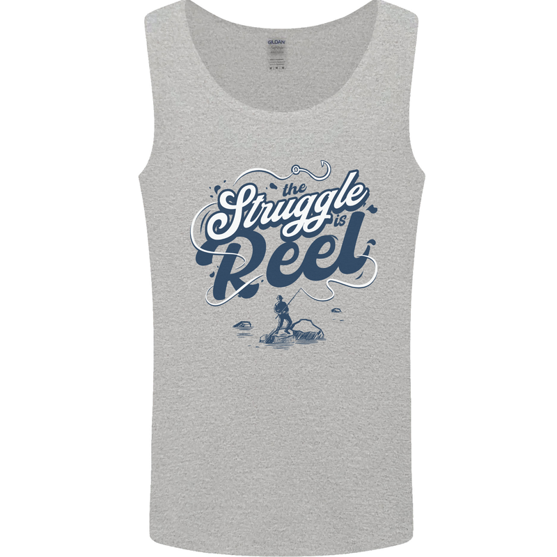 The Struggle is Real Fishing Fisherman Funny Mens Vest Tank Top Sports Grey