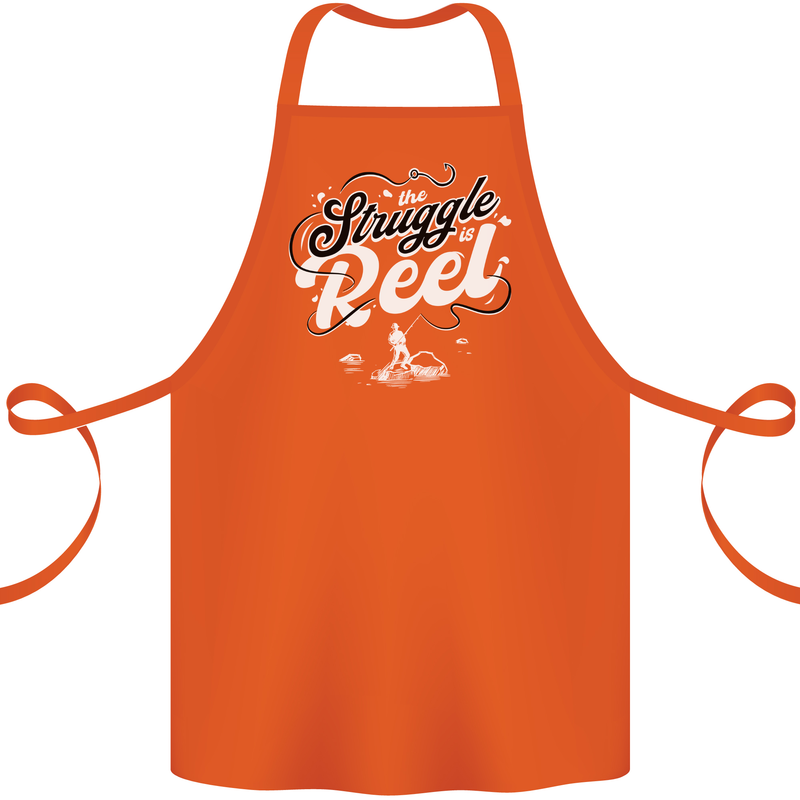 The Struggle is Real Funny Fisherman Fishing Cotton Apron 100% Organic Orange
