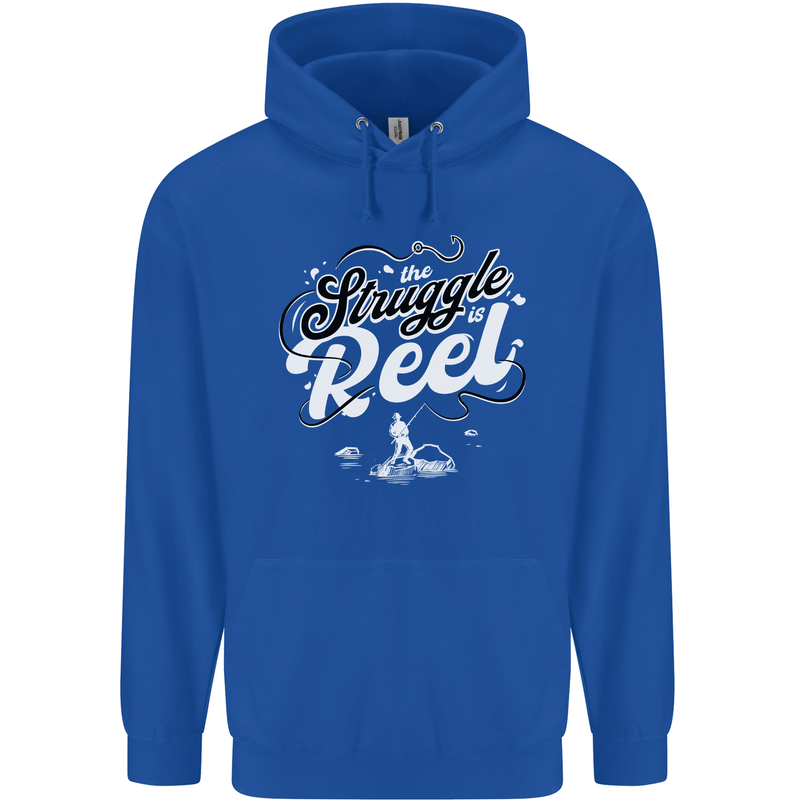 The Struggle is Real Funny Fisherman Fishing Mens 80% Cotton Hoodie Royal Blue