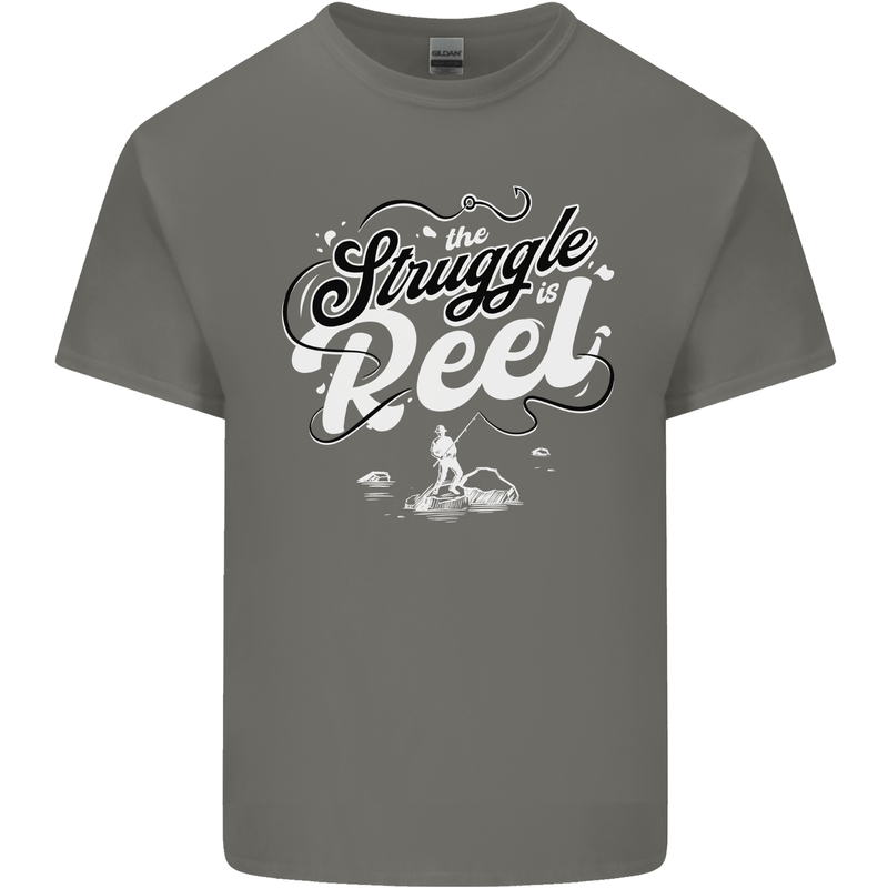 The Struggle is Real Funny Fisherman Fishing Mens Cotton T-Shirt Tee Top Charcoal