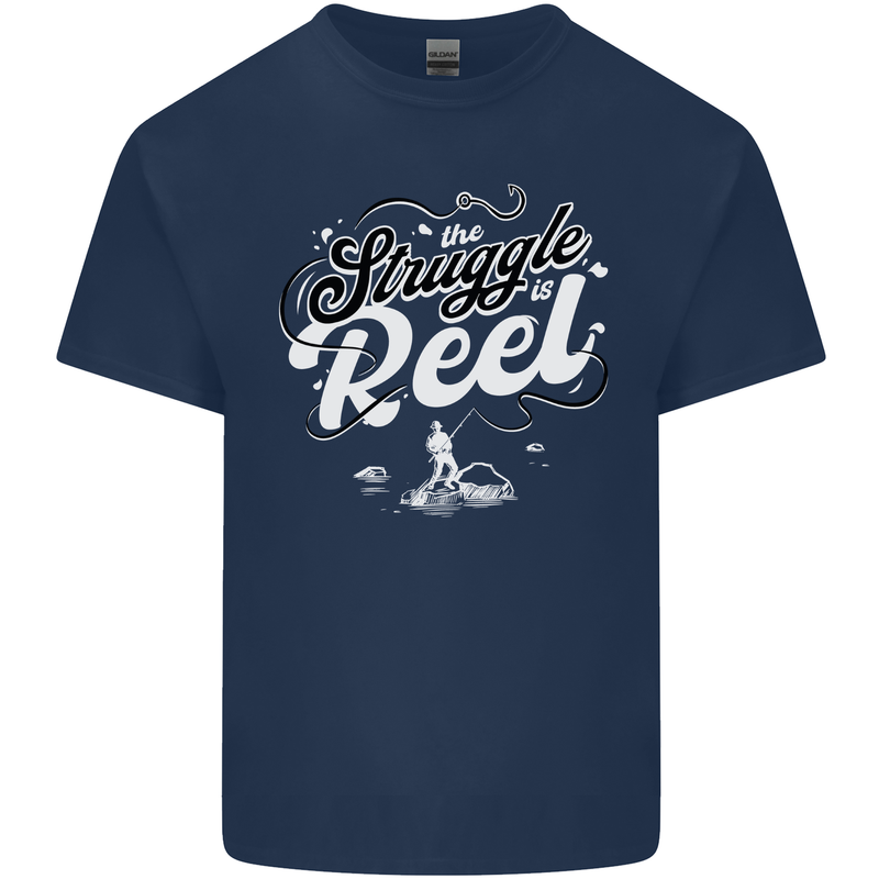 The Struggle is Real Funny Fisherman Fishing Mens Cotton T-Shirt Tee Top Navy Blue