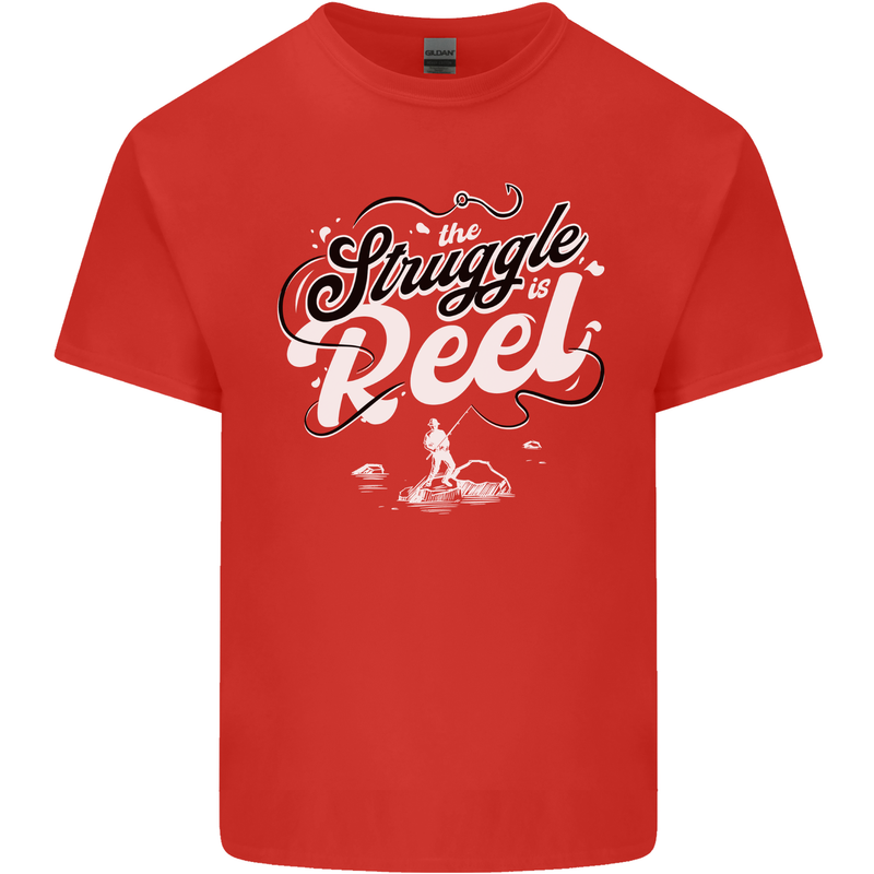 The Struggle is Real Funny Fisherman Fishing Mens Cotton T-Shirt Tee Top Red