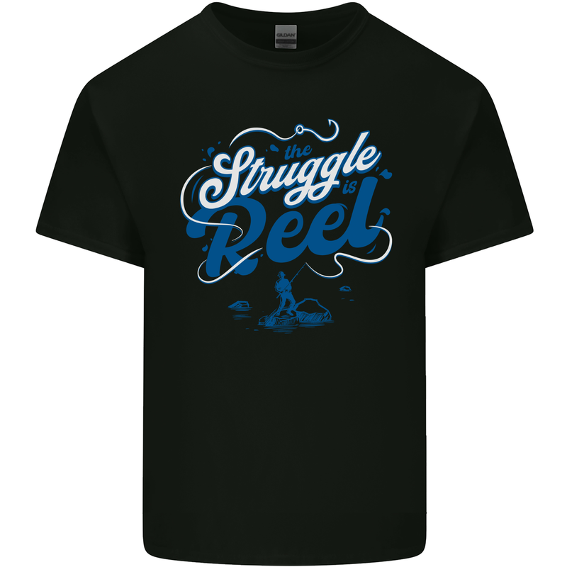 The Struggle is Real Funny Fishing Fisherman Mens Cotton T-Shirt Tee Top Black