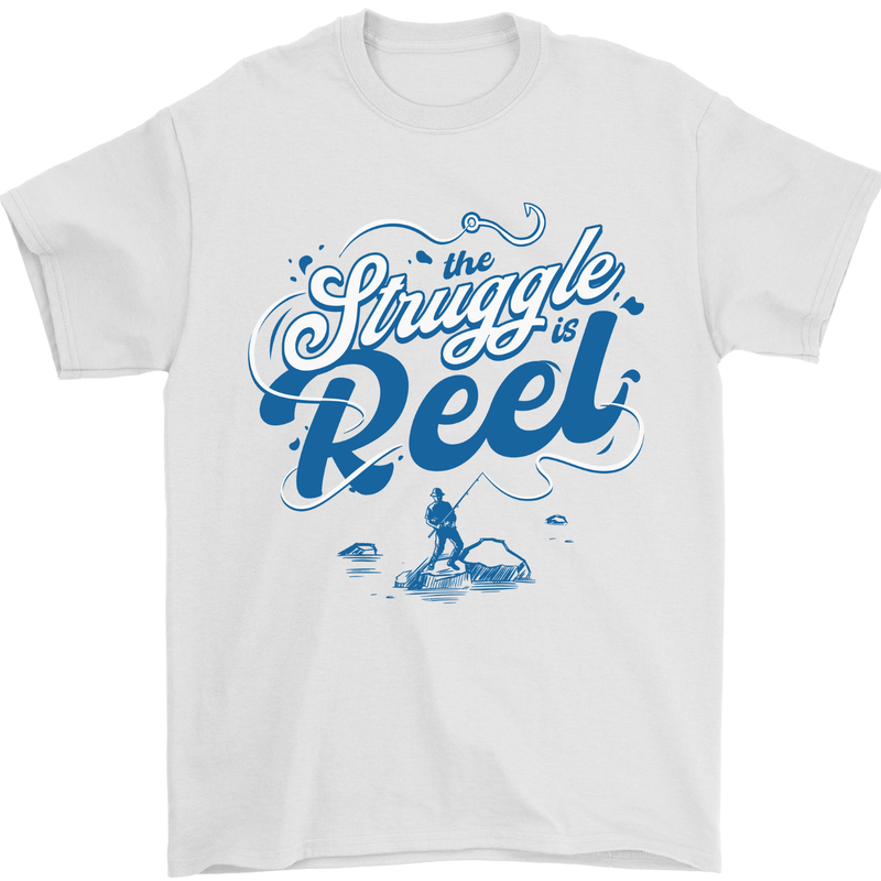 The Struggle is Real Funny Fishing Fisherman Mens T-Shirt 100% Cotton White