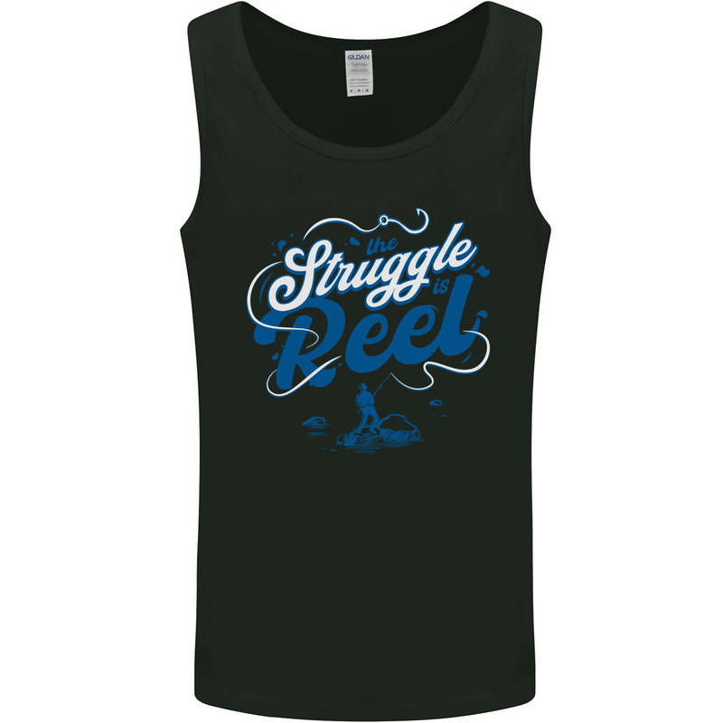 The Struggle is Real Funny Fishing Fisherman Mens Vest Tank Top Black