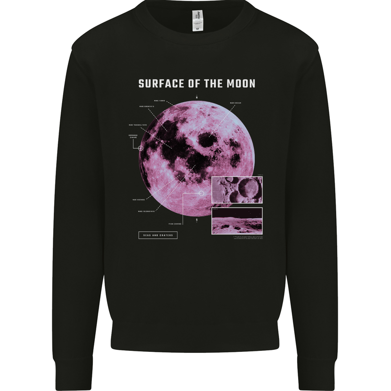 The Surface of the Moon Infogram Mens Sweatshirt Jumper Black