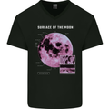 The Surface of the Moon Infogram Mens V-Neck Cotton T-Shirt Black