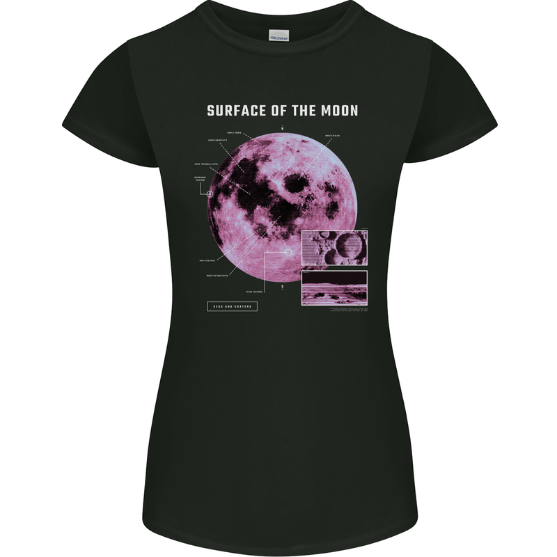 The Surface of the Moon Infogram Womens Petite Cut T-Shirt Black