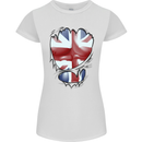 The Union Jack Flag Ripped Muscles Womens Petite Cut T-Shirt White
