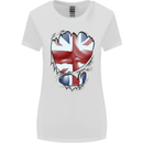 The Union Jack Flag Ripped Muscles Womens Wider Cut T-Shirt White