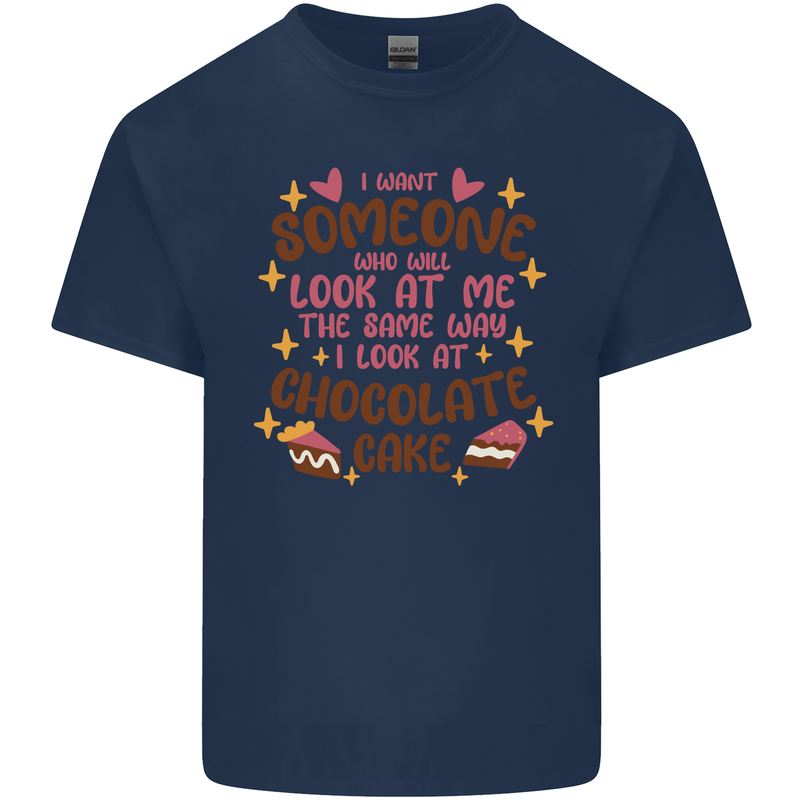 The Way I Look at Cake Funny Valentines Day Kids T-Shirt Childrens Navy Blue