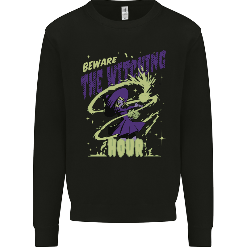 The Witching Hour Funny Halloween Mens Sweatshirt Jumper Black