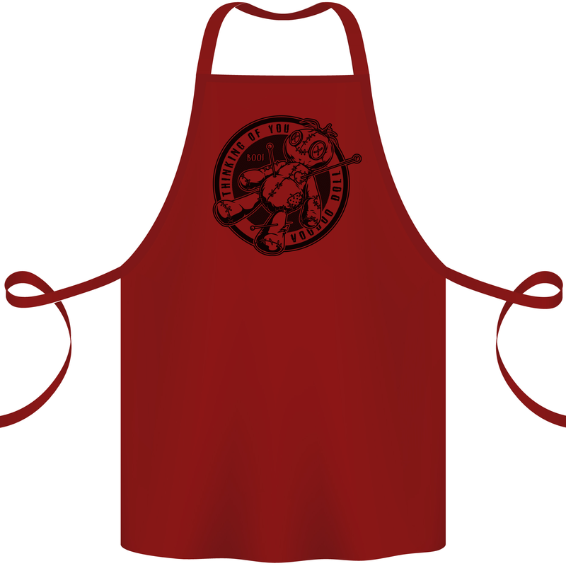 Thinking of You Voodoo Doll Cotton Apron 100% Organic Maroon