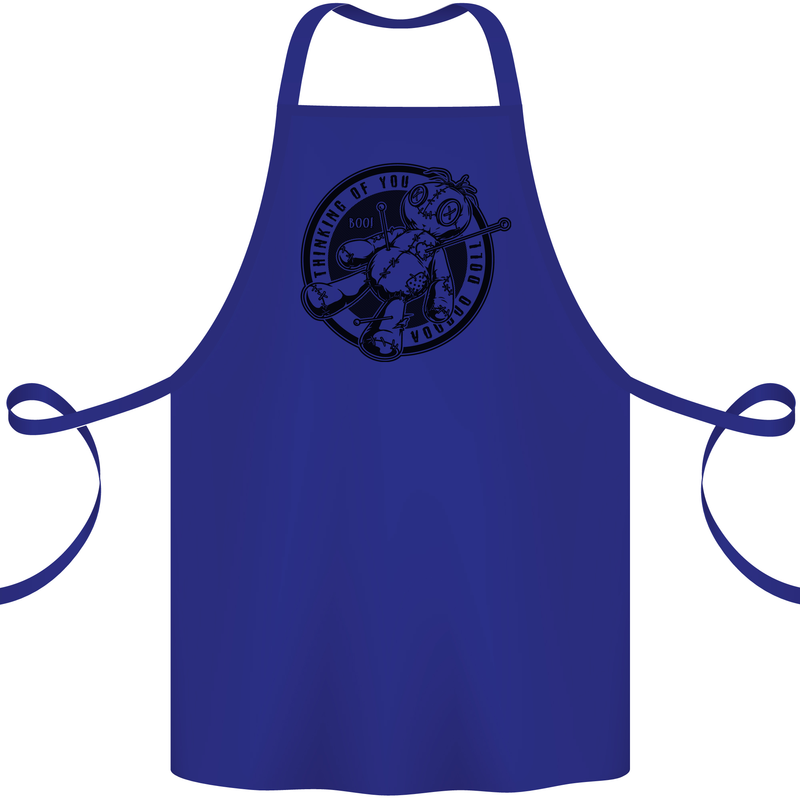 Thinking of You Voodoo Doll Cotton Apron 100% Organic Royal Blue