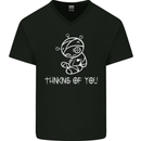 Thinking of You Voodoo Doll Goth Gothic Mens V-Neck Cotton T-Shirt Black