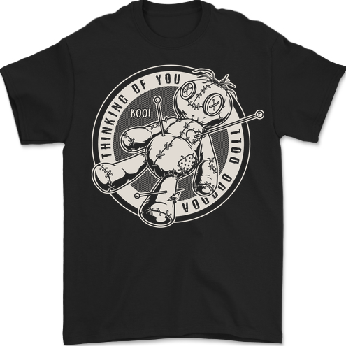 Thinking of You Voodoo Doll Goth Mens T-Shirt 100% Cotton BLACK