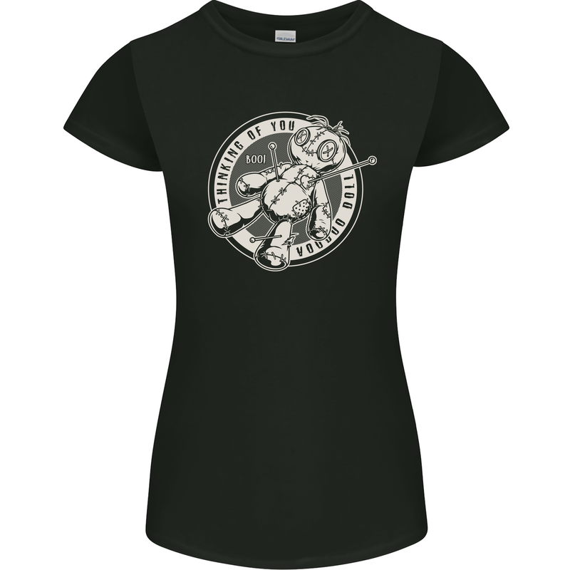 Thinking of You Voodoo Doll Goth Womens Petite Cut T-Shirt Black