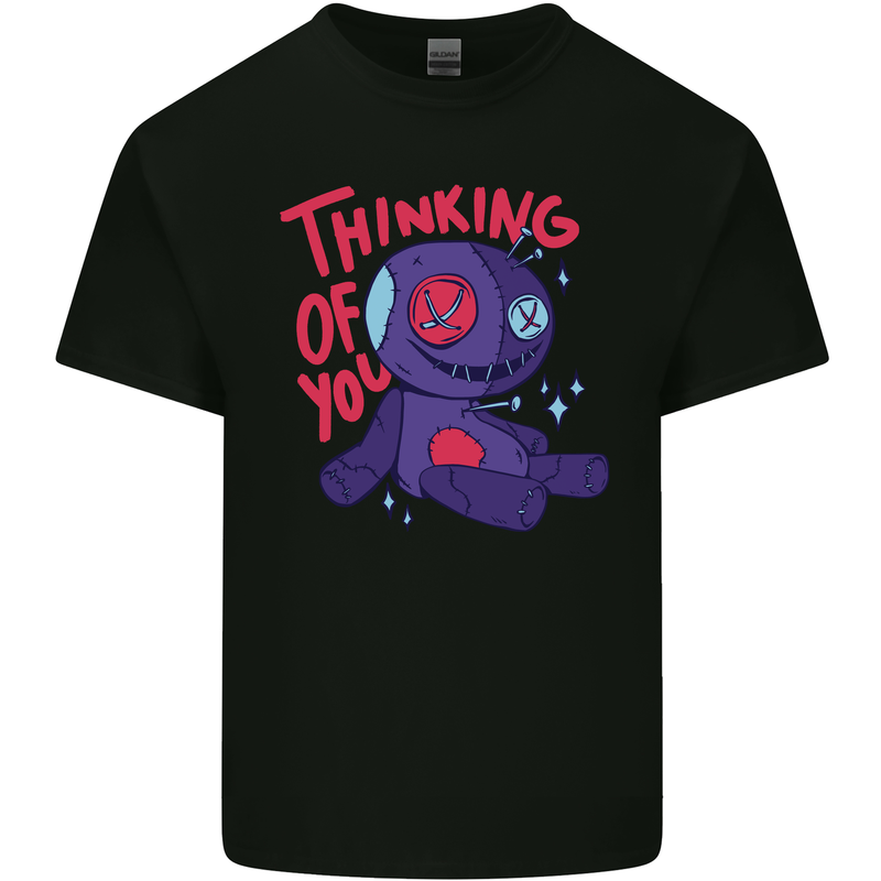 Thinking of You Voodoo Doll Halloween Black Magic Mens Cotton T-Shirt Tee Top Black