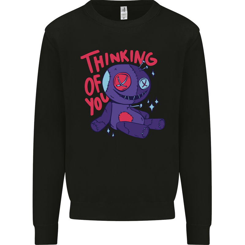 Thinking of You Voodoo Doll Halloween Black Magic Mens Sweatshirt Jumper Black