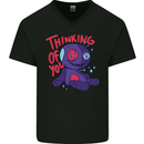 Thinking of You Voodoo Doll Halloween Black Magic Mens V-Neck Cotton T-Shirt Black
