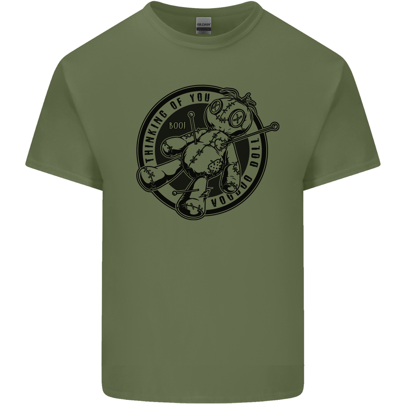 Thinking of You Voodoo Doll Mens Cotton T-Shirt Tee Top Military Green