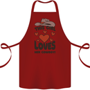 This Girl Loves Her Cowboy Cotton Apron 100% Organic Maroon