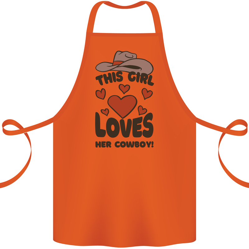 This Girl Loves Her Cowboy Cotton Apron 100% Organic Orange