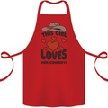 This Girl Loves Her Cowboy Cotton Apron 100% Organic Red