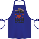This Girl Loves Her Cowboy Cotton Apron 100% Organic Royal Blue