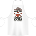 This Girl Loves Her Cowboy Cotton Apron 100% Organic White