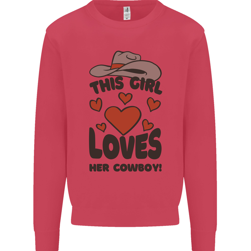 This Girl Loves Her Cowboy Kids Sweatshirt Jumper Heliconia