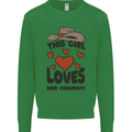 This Girl Loves Her Cowboy Kids Sweatshirt Jumper Irish Green