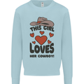 This Girl Loves Her Cowboy Kids Sweatshirt Jumper Light Blue