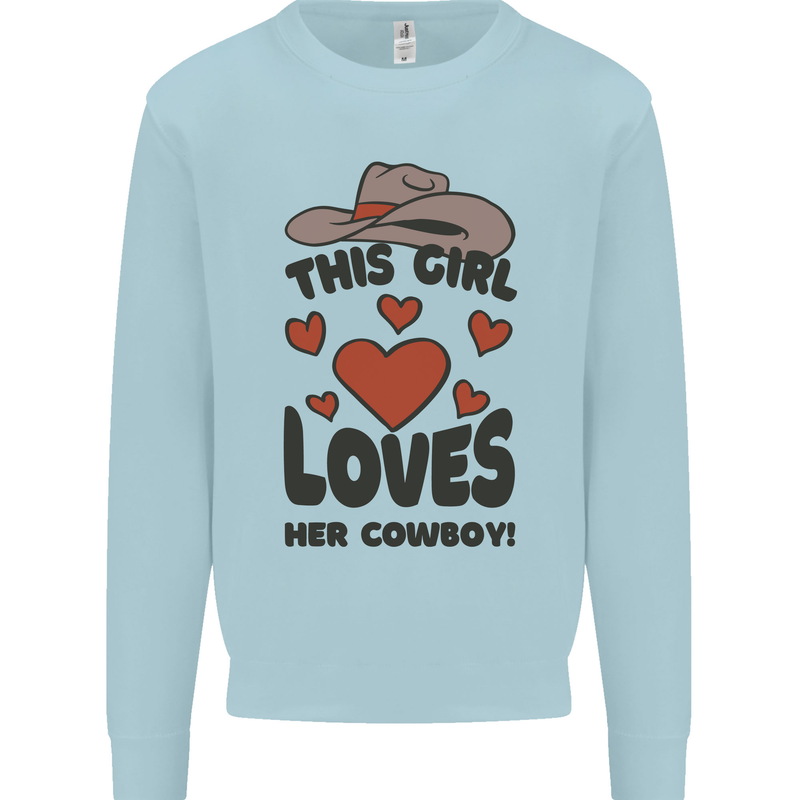 This Girl Loves Her Cowboy Kids Sweatshirt Jumper Light Blue