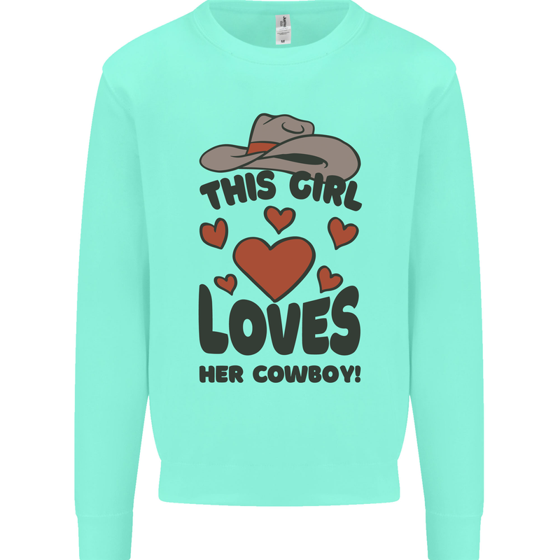 This Girl Loves Her Cowboy Kids Sweatshirt Jumper Peppermint